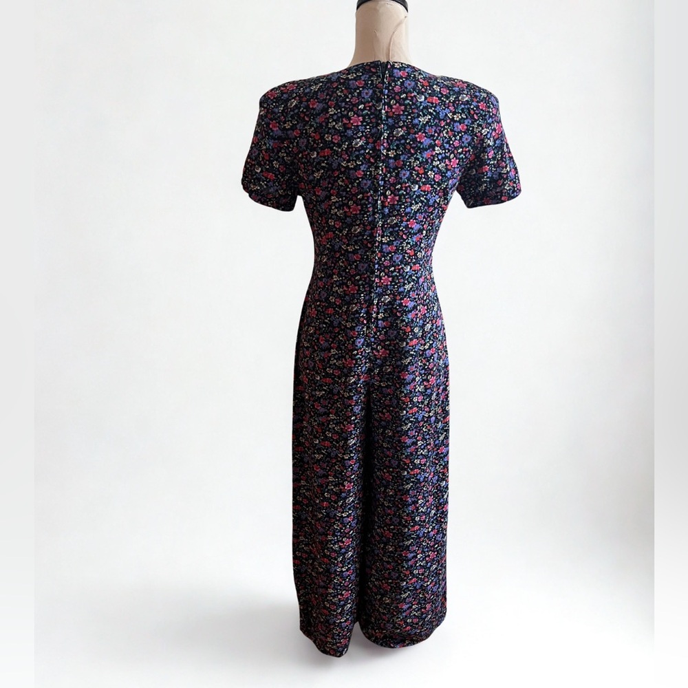 90s Vintage Braemar Petites Floral Jumpsuit, Size Medium - Picture 3 of 9